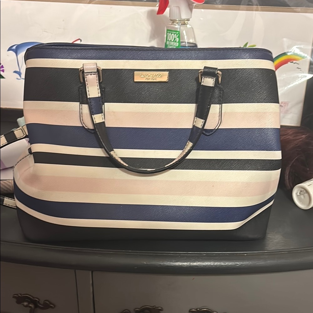 Kate Spade Black and Blue Striped Women's Bag
